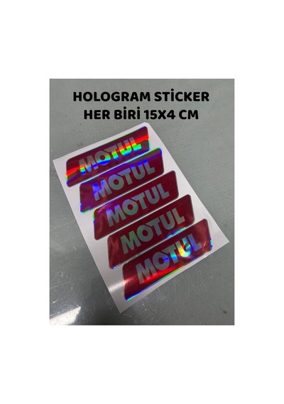 5 Adet Hologram Sticker Seti Kırmızı 4x15 Cm