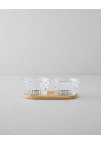 Stria Cam-bambu 3 Parça Sunumluk 11x6,5 Cm Şeffaf