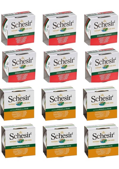 Schesir 2 Çeşit Sığır ve Tavuklu Karma Köpek Konservesi 12 x 150 G