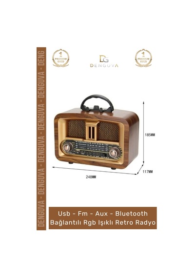 Radyo Bluetooth Fm Usb Kart Girişli Taşınabilir Everton Ses Sistemi Aux Şarjlı Nostaljik Radyo