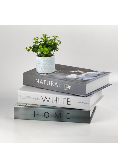 3 Lü Kitap Görünümlü Dekoratif Kutu Seti, İskandinav Tarz Modern Ev Dekorasyonu- Set-4