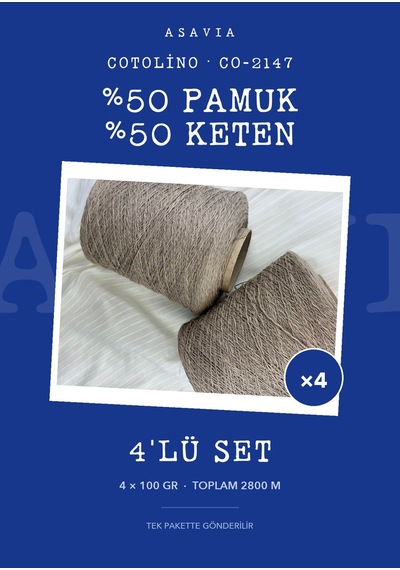 Lana Gatto Cotolino Örgü İpi 4'lü Set 4 X 100 Gr %50 Pamuk %50 Keten Co-2147