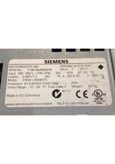6se6440-2ud33-7ea1 Mıcromaster 440 Wıthout Fılter 380-480 V 3 Ac Yeni Kutu Açık