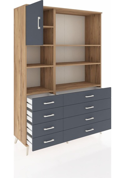 Hyperion Dolap 7 Raflı 8 Çekmeceli Tek Kapaklı 132x44x195 Çam-antrasit/antrasit Antrasıt/antrasıt Hyperion Dolap 7 Raflı 8 Çekmeceli Tek Kapaklı 132x44x195 Çam-antrasit/antrasit Antrasıt/antrasıt