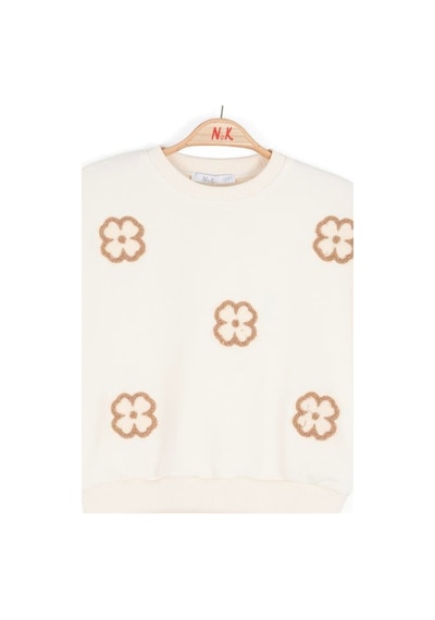 Kız Çocuk Çiçek Sweat Nk-39502 Ekru