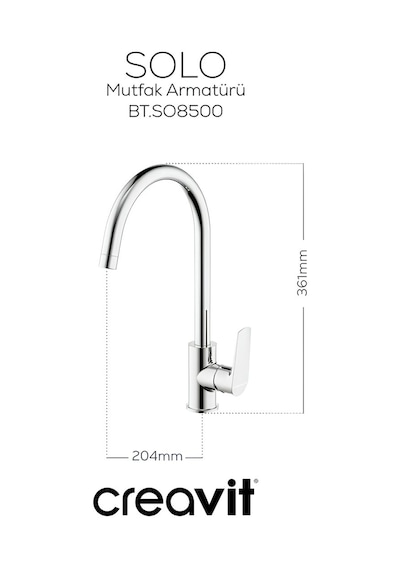 Creavit Solo Lavabo Banyo Eviye Bataryası 3'lü Set SO1500-SO2500-SO8500 Krom