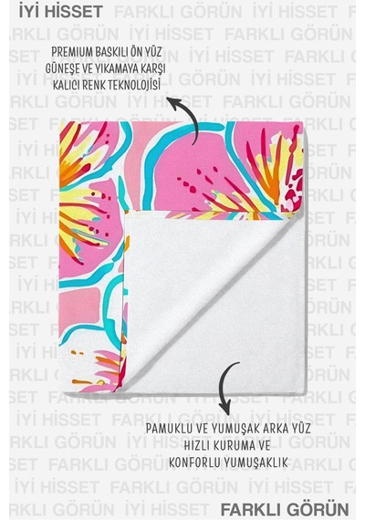 Çiçekli Tropikal Pembe Plaj Havlusu-hibiskus Bohem Yazlık Havuz Deniz Hızlı Kuruyan Mikrofiber Havlu Donuk Esinti