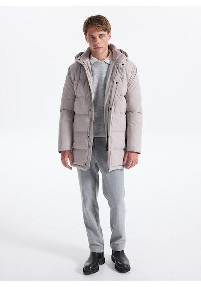Fabrika Ekru Erkek Slim Fit Kapitone Kaban F5wm-kbn 2550 Taş