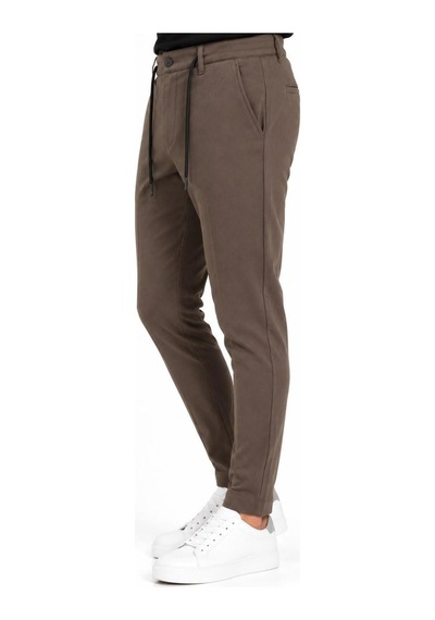 Hzr Wear Erkek Jogger Pantolon Esnek Kumaş Likralı Slim Fit Bağcıklı Kahverengi
