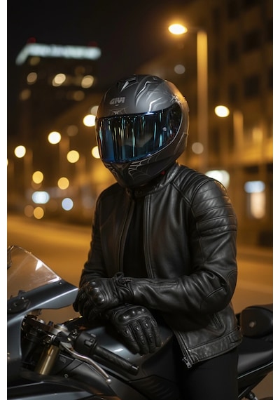 Gıvı 50.x Arachno Mat  1 Renkli 1 Şeffaf Vizörlü Motosiklet Kask Lacivert Vizör + Şeffaf