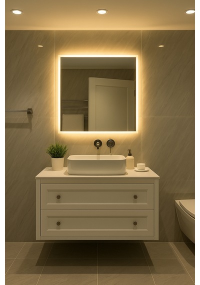 Digital Hayat Rgb Led Işıklı Kare Ayna Dekoratif Banyo Makyaj Aynası Sınırsız Renk Çok Renkli