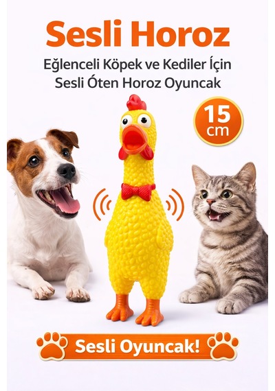 Sesli Horoz Eğlenceli Köpek Ve Kediler İçin Sesli Öten Horoz Oyuncak 15 Cm Diğer