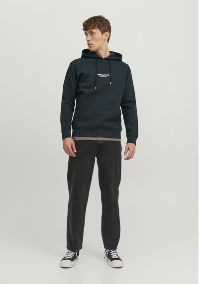 Jack & Jones Kapüşonlu Göğüs Baskılı Sweatshirt - Vesterbro 12241687 Magical Forest Mor