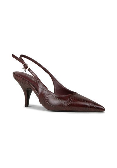 Deery Kadın Bordo Krokodil Desenli Slingback Stiletto - V4035zbrdm01 Bordo