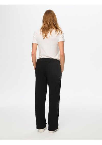 Payet Şerit Garnili Wide Leg Fit Eşofman Alt W26esa006 Uw26esa00610 Siyah