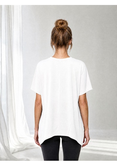 Nealirsanall.com Kadın Penye Oversize İtalyan Tunik - Asimetrik Kesim Salaş Tişört Siyah