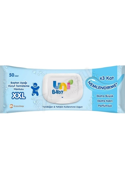 2 Adet Uni Baby Vücut Temizleme Havlusu Xxl 50'li