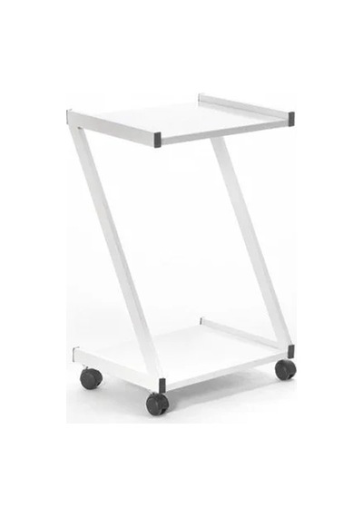 İron Cihaz Taşıma Ve Setup Sehpası Z Tipi - 2 Raflı - Beyaz
