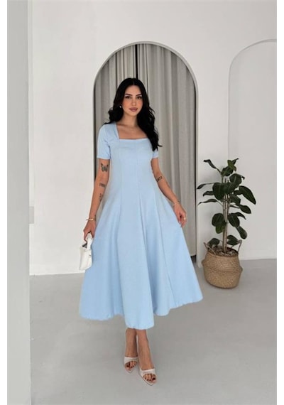 Neşeli Butik Kadın Bebe Mavi Taş Detaylı Kare Yaka Midi Boy Kısa Kollu Elbise Nbk4605 Bebe Mavisi Neşeli Butik Kadın Bebe Mavi Taş Detaylı Kare Yaka Midi Boy Kısa Kollu Elbise Nbk4605 Bebe Mavisi