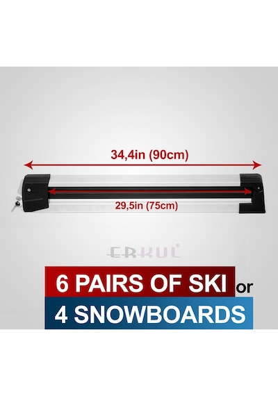 Erkul Altılı Kilitli Araç Üstü Kayak ve Snowboard Taşıyıcı Gri
