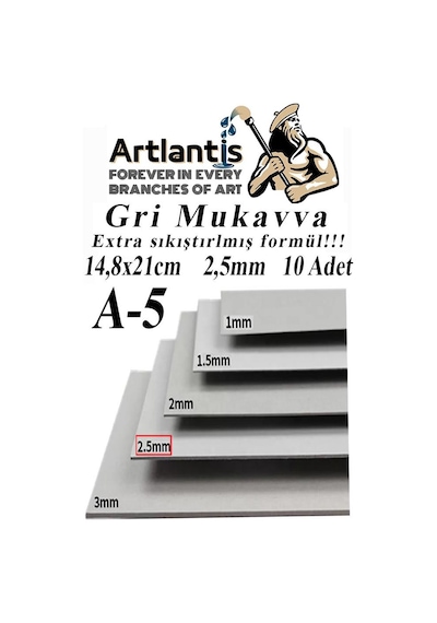 A5 Mukavva Gri 2.5 Mm 10 Adet 1 Paket 14,8x21 Cm A-5 Mukavva 2,5 Mm Kalınlığında A-5 Mukavva 1 Adet