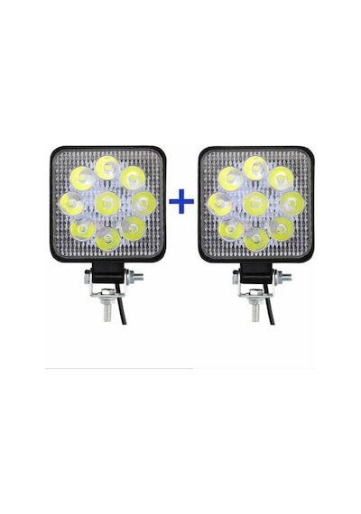 Çalışma Lambası 9 Led Kare 2 Adet 12v 24v Çalışır