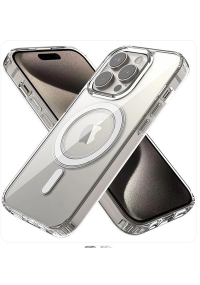 Apple iPhone Uyumlu 15 Pro Max Magsafe Özellikli Şeffaf Iq Silikon Kılıf Şeffaf