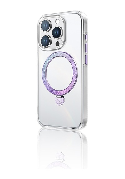 Apple Uyumlu iPhone 15 Pro Max Kılıf Magsafe Şarj Özellikli Standlı Pynana Dancing Streamer Serisi Kapak Mor