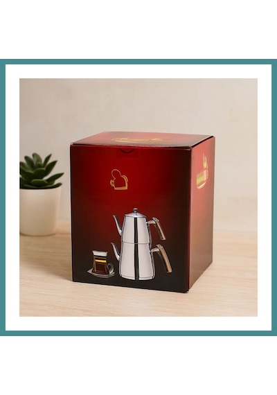 Trendexa Mini Çelik Çaydanlık Seti 0.9l + 1.5l Kendinden Süzgeçli Mac Çok Renkli