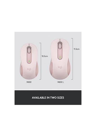 Logıtech 910-006254, M650 Signature, Rose, Sağ El, Usb Nano 2,4g Kablosuz, 4000dpi, Optik, 5 Tuşlu, 24ay Pil Ömrü, Sessiz Mouse