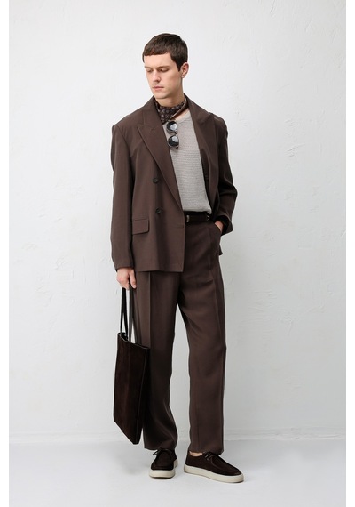 Antioch Modal Karışımlı Relaxed Fit Erkek Blazer Ceket Kahve