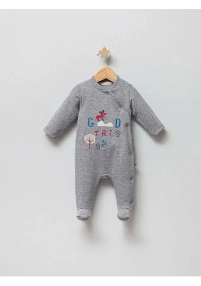 Tongs Baby Erkek Bebek Öncen Çıtçıt Kapamalı Patikli Tulum-14941 Gri