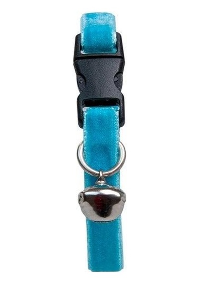 Kadife Zilli Ayarlanabilir Kedi Boyun Tasması 22-30 Cm Mavi-18507