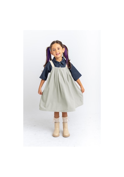 Oliventhekid Pileli Jile Kız Çocuk Elbise Mint Mint