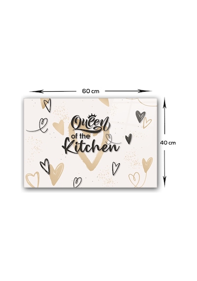 Cam Ocak Arkası Koruyucu | Queen Of The Kitchen Love |40cm x 60cm