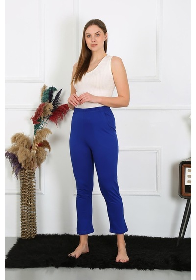 Akbeniz Kadın Pamuklu Sax Tek Alt Pijama 27523-saks Saks