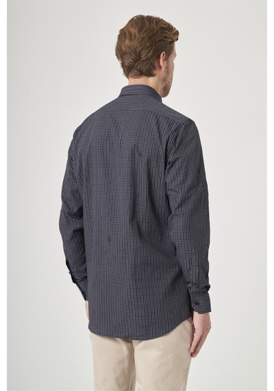 İmza Siyah-beyaz Düğmeli Yaka Uzun Kol Cepsiz Slim Fit %100 Pamuk Gömlek 1004260204 Siyah - Beyaz