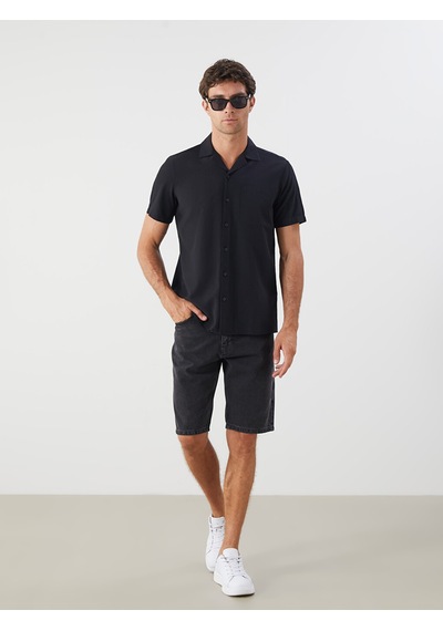Lcwaıkıkı Classic Siyah Regular Fit Modal Karışımlı Erkek Gömlek