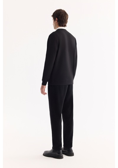 Avva Erkek Siyah Bisiklet Yaka Pamuklu Bi-stretch Baskılı Regular Fit Sweatshirt A52y1260