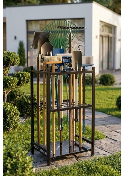 Bahçe Aletleri Düzenleyici Stand Kazma Kürek Organizer Raf Çok Amaçlı Metal Garaj Balkon Rafı Diğer