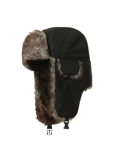 Unisex Termal Peluş Kürklü Pilot Şapka Siyah