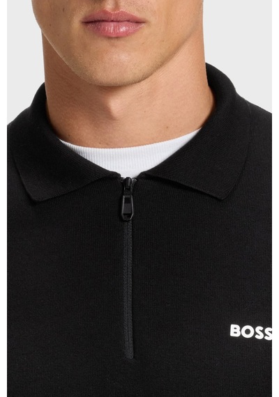 Boss Erkek Polo Yaka Kazak 50551688 001 Siyah Siyah