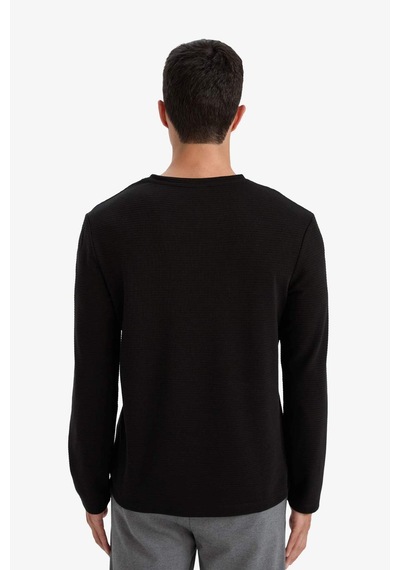 Defacto Slim Fit Dar Kesim Bisiklet Yaka Sweatshirt G2605ax25aubk81 Siyah-bk81