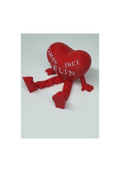 Oturan Kalp - Kişiye Özel - 3d Figür Kırmızı