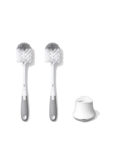 Oxo - Good Grips Tot Şişe Fırçası, Ucu Temizleyici Ve Ayaklı Gri, 2'li Paket