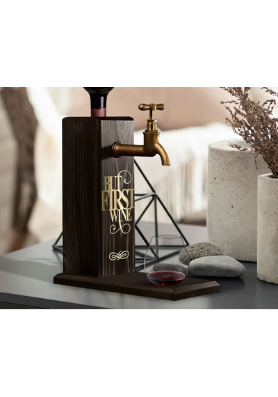 Bk Gift Aynalı Altın Kabartma Musluklu Doğal Siyah Ebony Ahşap Şarap Standı, Home Bar, İçecek Dispenseri, Ahşap İçecek Çeşmesi-11