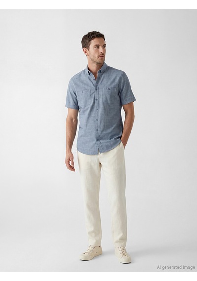 Lcwaıkıkı Classic Lacivert Regular Fit Erkek Keten Görünümlü Gömlek