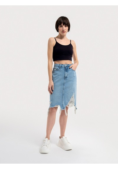 Slim Fit Kadın Etek Denim