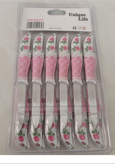 Salkım 12'li Perçimli Meyve Bıçağı Royaleks-69429 Beyaz - Bordo