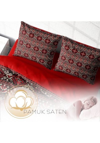 Monohome Old Design 3D Pamuk Saten Çift Kişilik Nevresim Takımı Çok Renkli